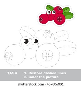 Page to be traced. Easy educational kid game. Simple game level. Gaming and education. Tracing worksheet for Lingonberry