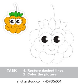 Page to be traced. Easy educational kid game. Simple game level. Gaming and education. Tracing worksheet for Cloud berry.