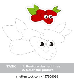 Page to be traced. Easy educational kid game. Simple game level. Gaming and education. Tracing worksheet for Cornelian Cherry.