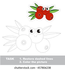 Page to be traced. Easy educational kid game. Simple game level. Gaming and education. Tracing worksheet for Cranberry.