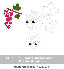 Page to be traced. Easy educational kid game. Simple game level. Gaming and education. Tracing worksheet for Red Currant.