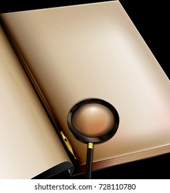 page of book and magnifier