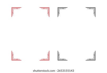 Borde de página, marco floral caligráfico y decoración de página. Ilustración vectorial. Vector de Elementos de Vertical decorativos, borde y marco