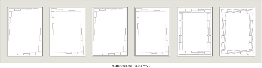Page border set. Suitable for letter, poster, banner, cover, text, words, etc. Black lines and white background. 