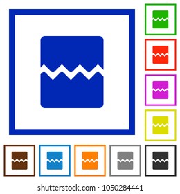 Page break flat color icons in square frames on white background