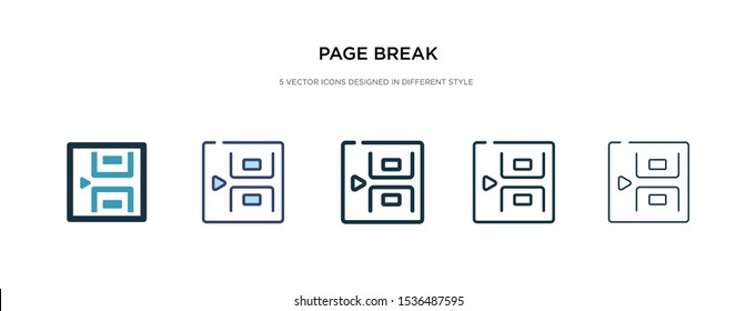 Page Break Icon In Different Style Vector Illustration. Two Colored And Black Page Break Vector Icons Designed In Filled, Outline, Line And Stroke Style Can Be Used For Web, Mobile, Ui