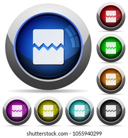 Page break icons in round glossy buttons with steel frames
