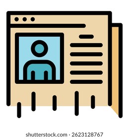Page browser icon. Outline page browser vector icon color flat isolated