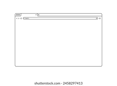 Page in browser mockup. Blank page in the browser. Linear style. Vector icon