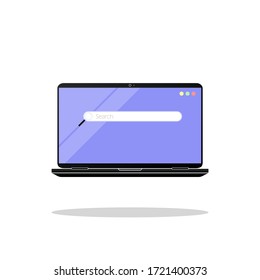 Page browser on top view laptop screen. Laptop, desktop, computer with website page icon flat on isolated background for applications, web, app. EPS 10 vector