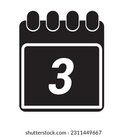 Page of calendar displaying day 3. Illustration