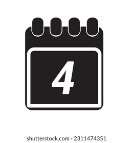 Page of calendar displaying day 4, Illustration, vector