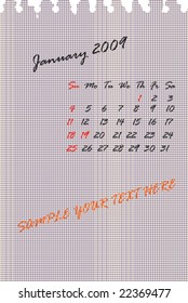 Page of a calendar for January 2009