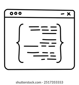 Diseño de iconos de código de página. Representación de la programación. HTML. Desarrollo. Código fuente. Icono de Vector.