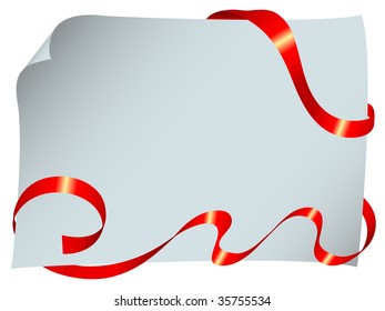 Page with color ribbon.  Vector illustration.