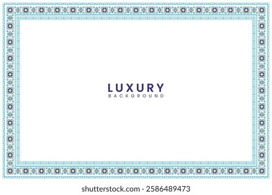 page colorful floral vintage wedding invitation card. Islamic certificate border line pattern illustration frame 