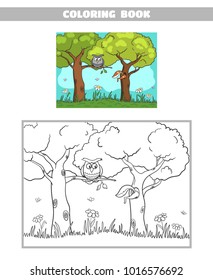 Page of coloring book for children. Forest animals. Vector illustration