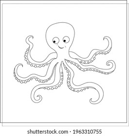 The page of the coloring book, octopus. A sketch. Coloring book for kids. Vector illustration isolated on a white backgroun