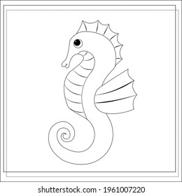Page of the coloring book, seahorse. A sketch. Coloring book for kids. Vector