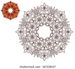 Page of coloring book with sunflowers