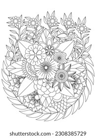 Page for coloring book. Vector black and white colorin page for colouring book. For adults and kids.