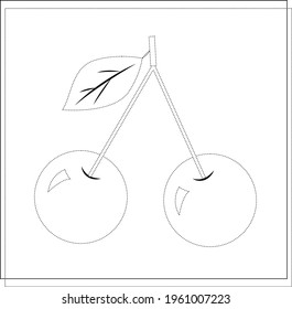 Page coloring books, handwriting practice for kids, cherry. A sketch. Vector