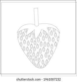 Page coloring books, handwriting practice for kids, strawberry. A sketch. Vector