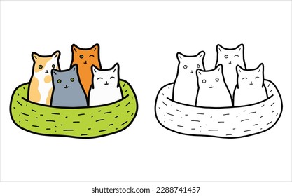 A page for coloring hobbies and creativity. Children's drawings for school and free time. Vector. Cat