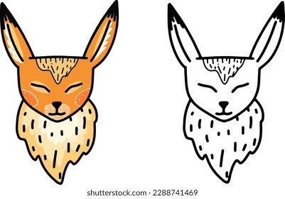 A page for coloring hobbies and creativity. Children's drawings for school and free time. Vector. Fox