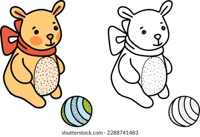 A page for coloring hobbies and creativity. Children's drawings for school and free time. Vector. Teddy bear