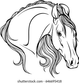 Page coloring portrait of a horse. Vector illustration