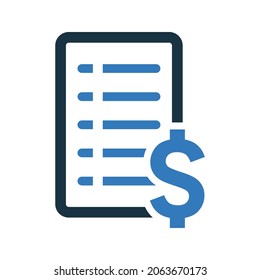 Page, contract, price list icon. Simple editable vector illustration.