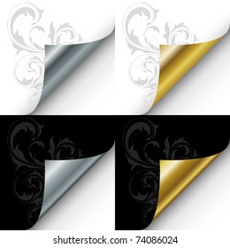 Page corners. Black and white variations