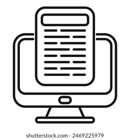 Page course online book icon outline vector. Digital reading. Monitor screen