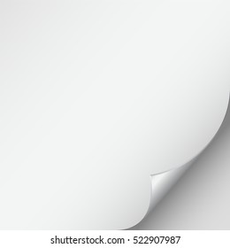 Page curl corner on blank sheet of paper. Turn paper sticker with flip edge isolated on white background. Vector web banner for your design.