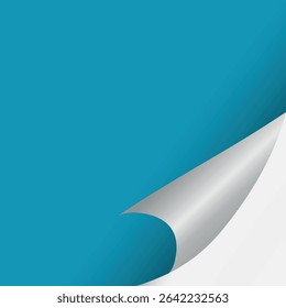 Page curl. Curled color paper. Blank sheet of ripped aged paper bright color corner. Copy space design for text, advertising, poster, wallpaper, backdrop. Printable lined and squared grid paper.