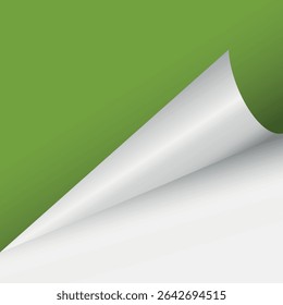 Curva de página. Papel a cores ondulado. Folha em branco de canto colorido brilhante de papel envelhecido rasgado. Copiar design de espaço para texto, publicidade, cartaz, papel de parede, fundo. Papel quadriculado e forrado imprimíveis.