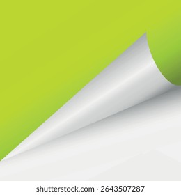 Curva de página. Papel a cores ondulado. Folha em branco de canto colorido brilhante de papel envelhecido rasgado. Copiar design de espaço para texto, publicidade, cartaz, papel de parede, fundo. Papel quadriculado e forrado imprimíveis.