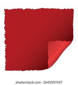 Page curl. Curled color paper. Blank sheet of ripped aged paper bright color corner. Copy space design for text, advertising, poster, wallpaper, backdrop. Printable lined and squared grid paper.
