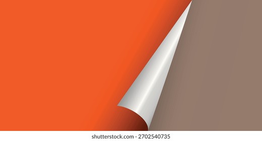 Curva de página. Papel a cores ondulado. Folha em branco de canto colorido brilhante de papel envelhecido rasgado. Copiar design de espaço para texto, publicidade, cartaz, papel de parede, fundo. Papel quadriculado e forrado imprimíveis.