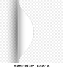 Page curl on transparent background. White paper. Vector illustration.