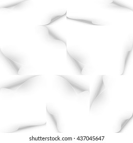 Page curl Set with shadow on white background. White paper sticker. Element for advertising and promotional message. EPS 10 vector file included