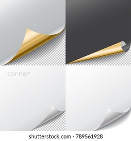 Page curl with shadow isolated. Vector illustration