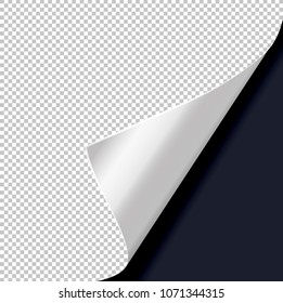 Page curl with shadow on a blank sheet of paper. vector illustration.
