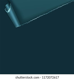 Page curl with shadow on blank sheet of paper. Dark blue paper sticker. Element for advertising and promotional message background. Vector illustration design.