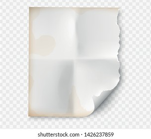 Page curl with shadow on blank sheet of paper