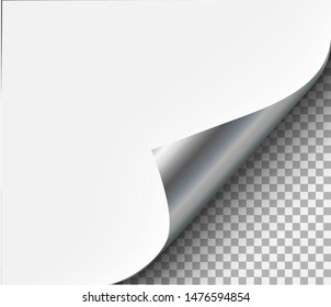 Page curl with shadow on blank sheet steel metal