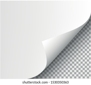 Page curl with shadow on blank sheet of paper