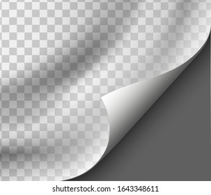 Page curl with shadow on blank sheet of paper for advertising and promotional message isolated on transparent background