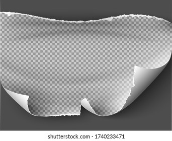 Curl de página con sombra en hoja de papel en blanco para publicidad y mensaje promocional aislado en fondo transparente